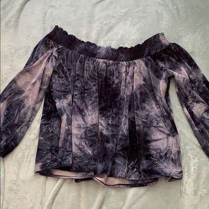 American eagle off the shoulder velvet shirt
